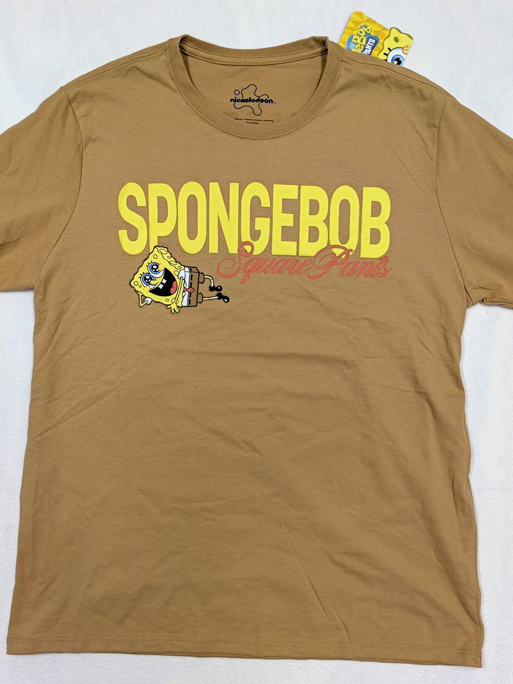 Nickelodeon SpongeBob SquarePants Men's Brown Double-Sided Graphic Tee L